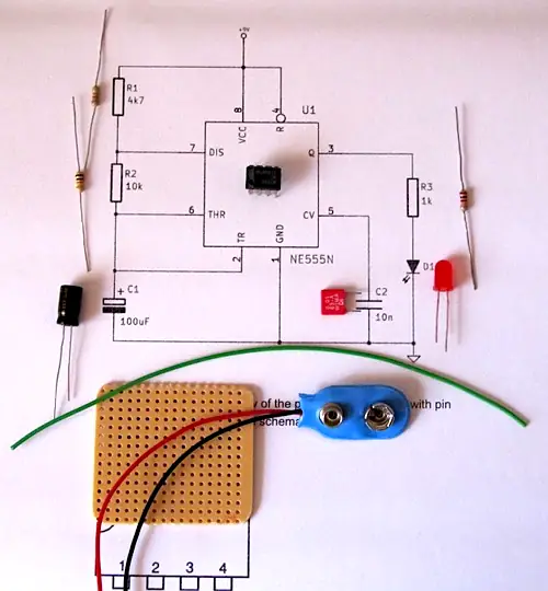 Planning a stripboard circuit: circuit diagram and parts