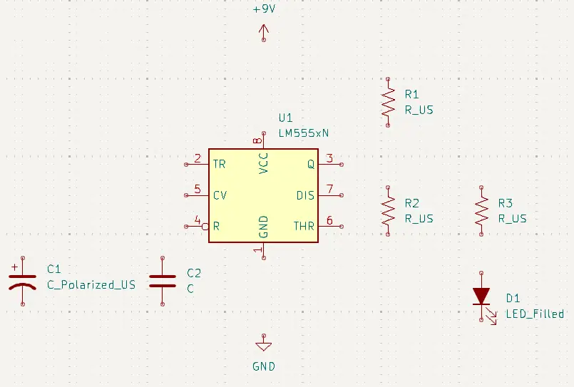 Parts placed in the circuit diagram