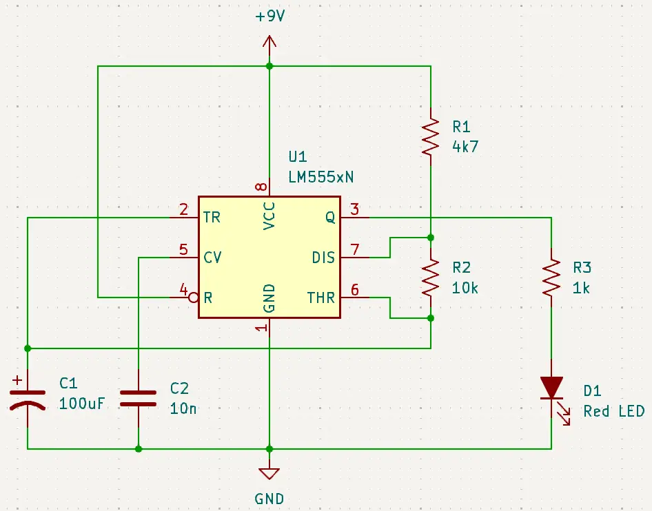 Draw a Circuit Diagram in KiCad: Finished Circuit
