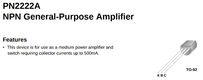First part of a transistor datasheet
