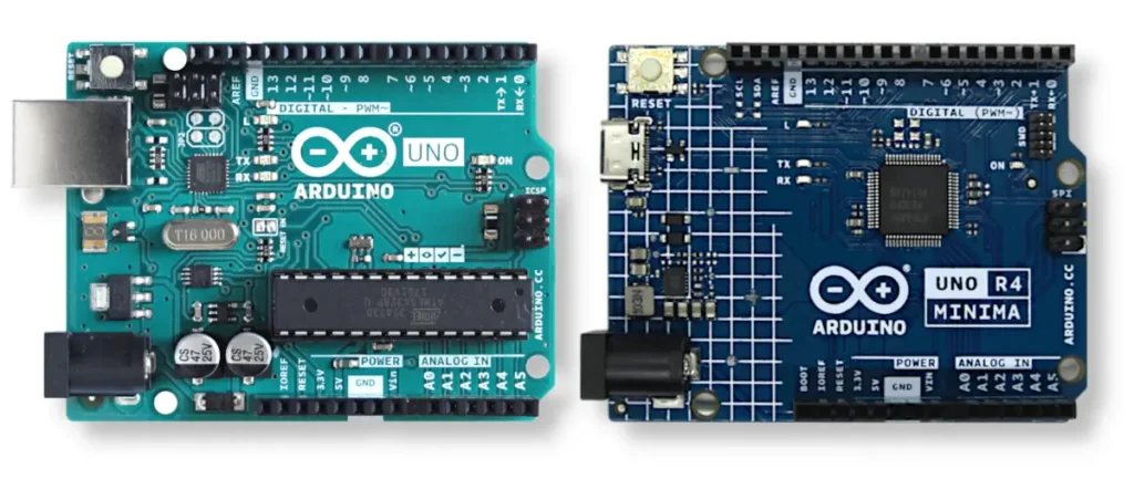 Arduino programming with Arduino Uno R3 and R4
