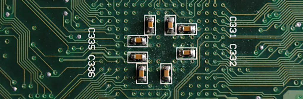 Surface mount ceramic capacitors on a circuit board