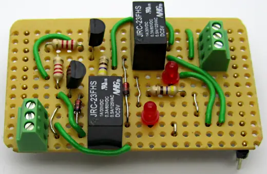 An example of a prototype circuit built on Veroboard / stripboard