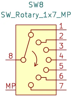 Example of a 7-way rotary switch schematic symbol
