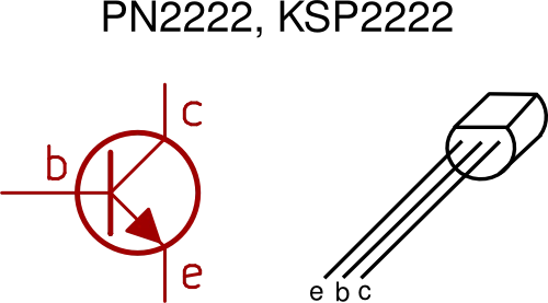 PN2222 and KSP2222 TO-92 package transistor pinout