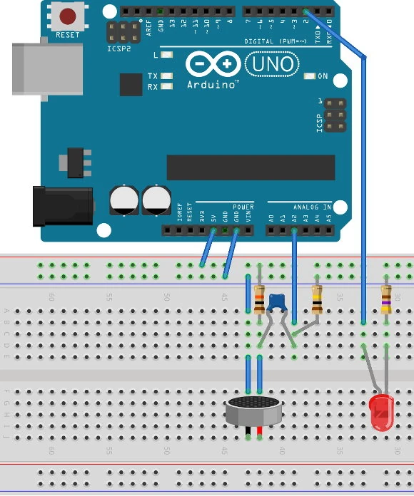 Arduino Clap Switch Breadboard Layout