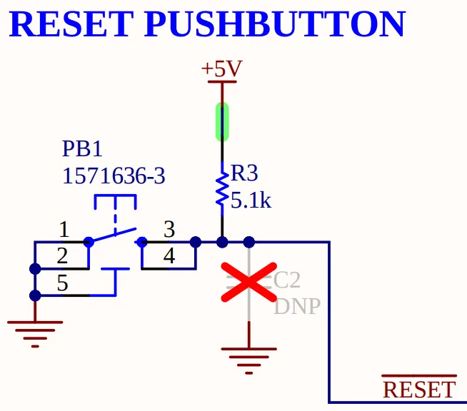 Reset push button switch from the Arduino Uno R4 MINIMA schematic.