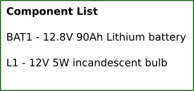 Example of a component list or parts list