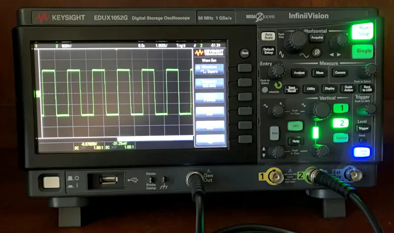 Example of an oscilloscope used to debug embedded systems