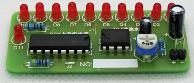 Completed 555 Project Running Light 555 4017 Kit