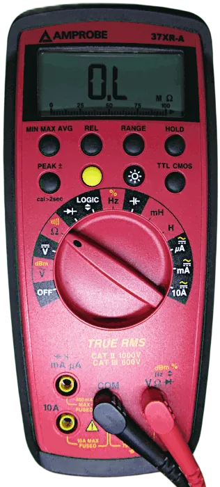 Multimeter set on the ohms range