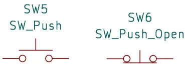 Normally open and normally closed push button switch symbols