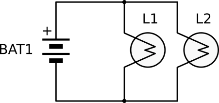 Simple parallel circuit used to learn how to read circuit diagrams