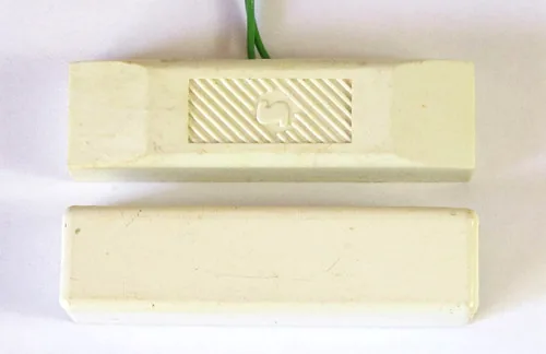Reed switch alarm sensor with plastic packaged reed switch and magnet