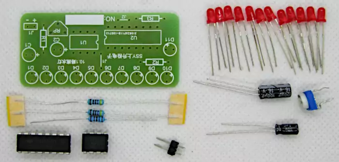555 Project: Running Light NE555P CD4017 Kit Parts, kit part number: 555-4017-DIP-KIT