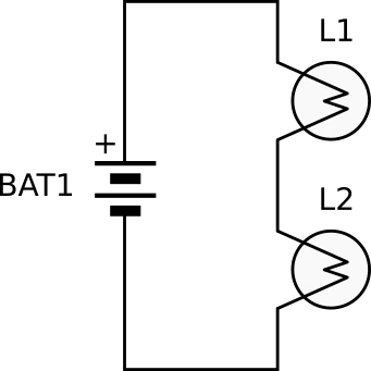 Simple series circuit used to learn how to read circuit diagrams
